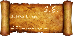 Slifka Ernye névjegykártya
